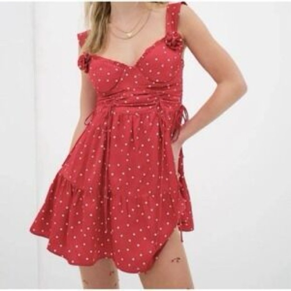 For Love And Lemons Red and White Polka Dot Sundress